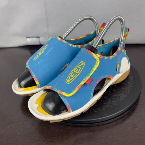 KEEN Knotch River Open Toe Sandal Tie Dye Vivid Blue  Kids Unisex-Child - Picture 1 of 9